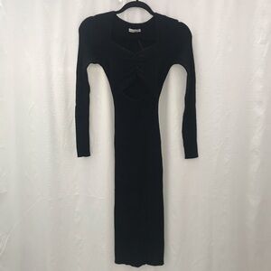 Abercrombie & Fitch Black Knit Cut-Out Midi Dress Size XXS